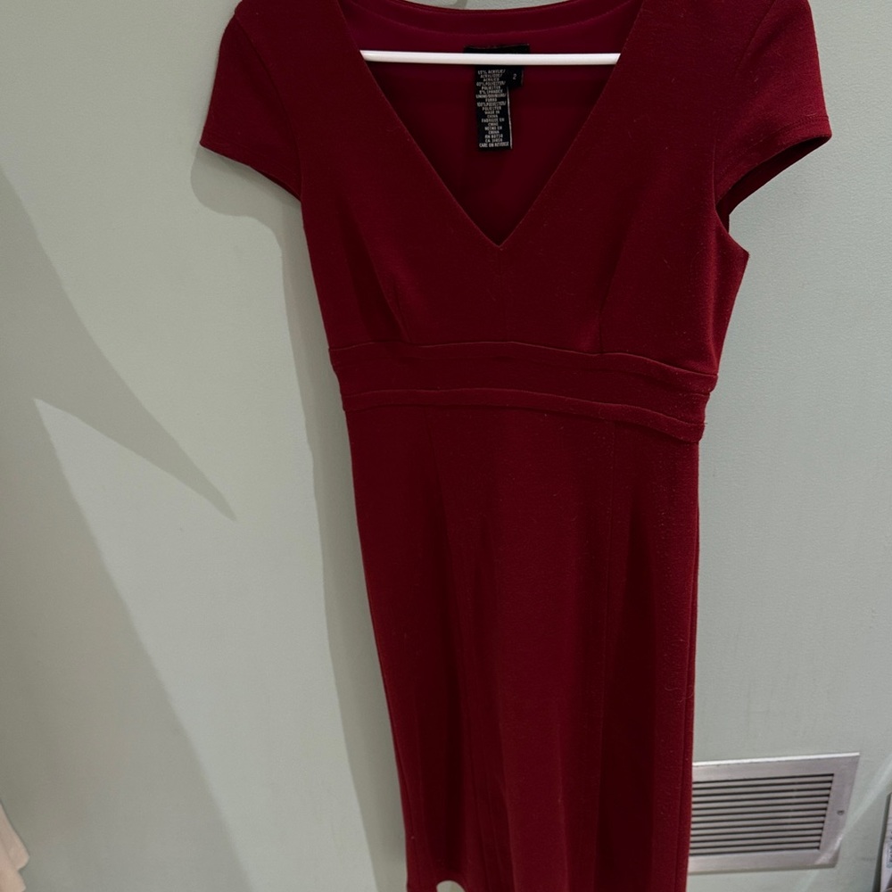 BCBG Burgundy V-Neck Dress
